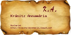 Kránitz Annamária névjegykártya
